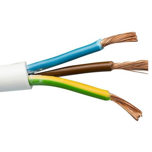 6mm 3 core flexible copper cable, cut end showing three fine-stranded conductors