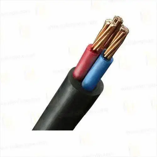 Heavy black round multi-core power cable with thick stranded copper conductors